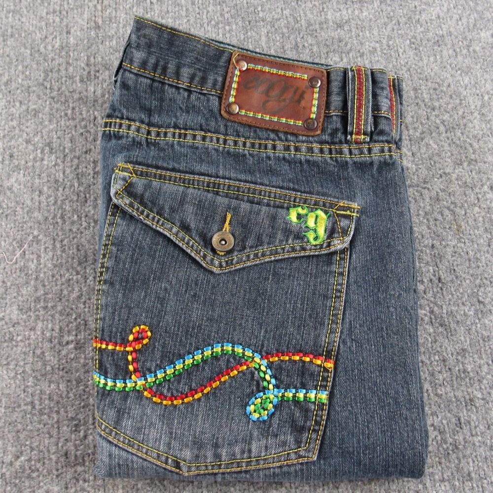 Vintage Coogi Shorts Mens 38 Blue Denim Embroidered Baggy Streetwear Y2K Hip Hop